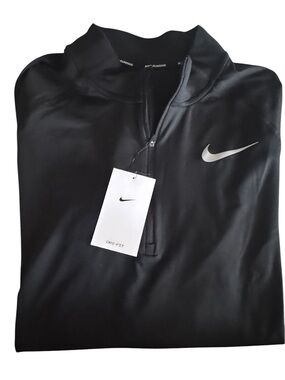 Nike Black Tech Dri-FIT Half-Zip Pullover with Silver Swoosh